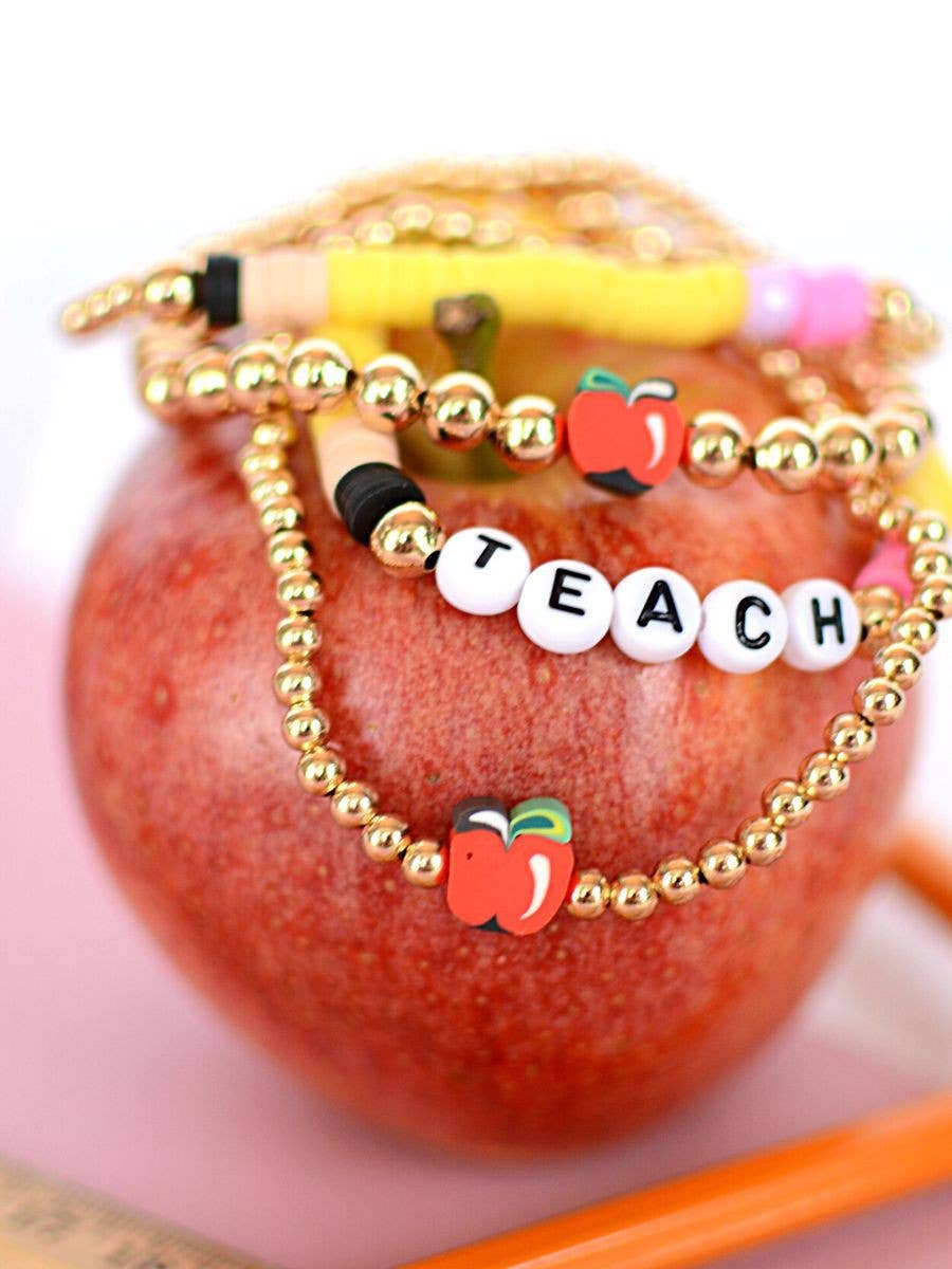 Apple for the TEACHER bright colored bracelet stack jewelry