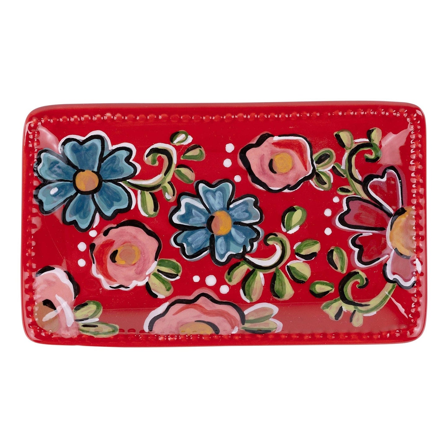 Glory Haus - Red Floral Trinket Tray