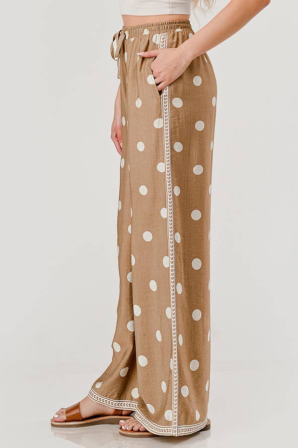 Womens Drawstring Boho Wide Leg Pants (S-XL)