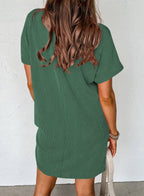 The Jessie Ribbed Short Sleeve T-Shirt Dress with Pocket (S-2X)
