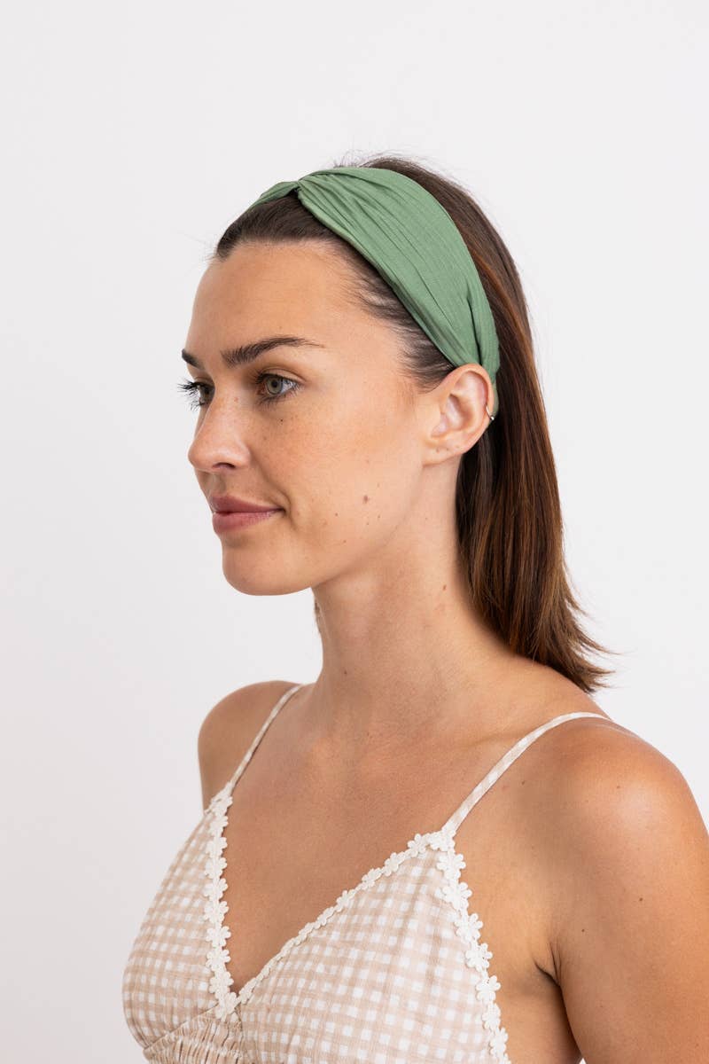 Olive Green Pleated Headband