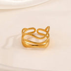 18K STAINLESS STEEL TARNISH FREE ABSTRACT RING