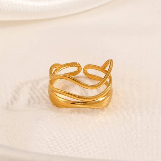 18K STAINLESS STEEL TARNISH FREE ABSTRACT RING