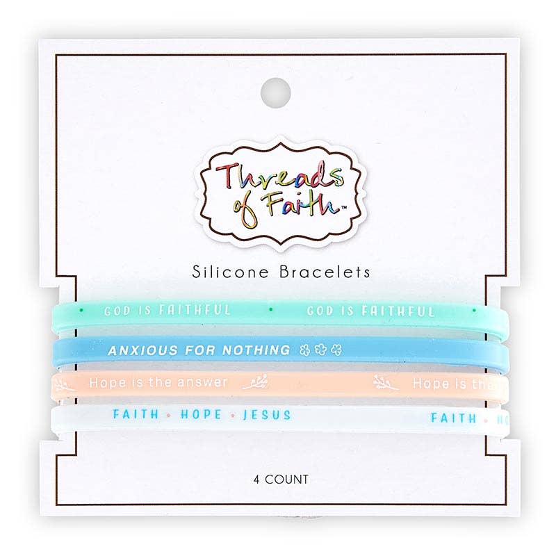 Faithworks Silicone Bracelet Set- God Is Faithful - 4pc