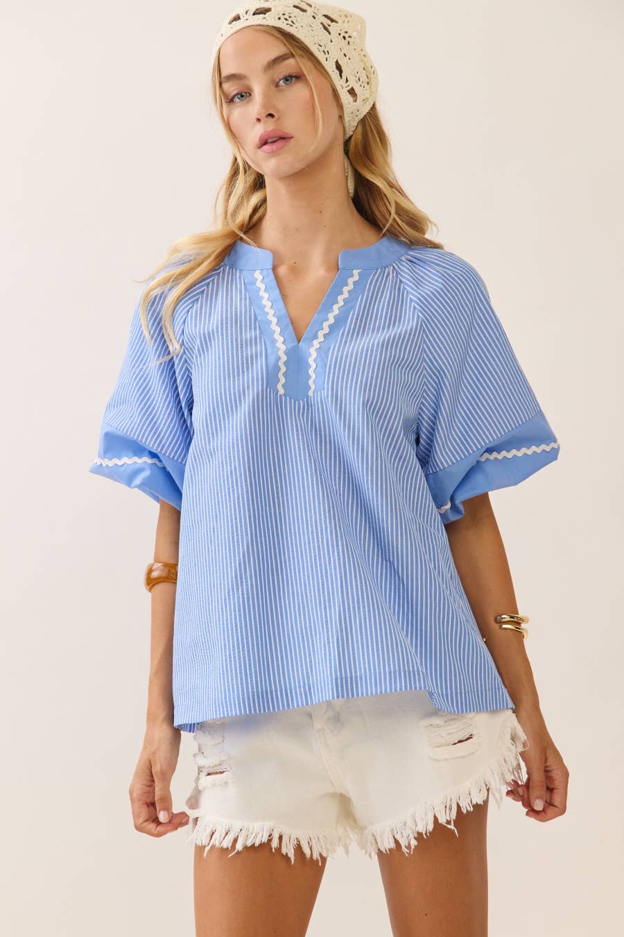 The LeAnna Striped Woven Blouse (S-L)