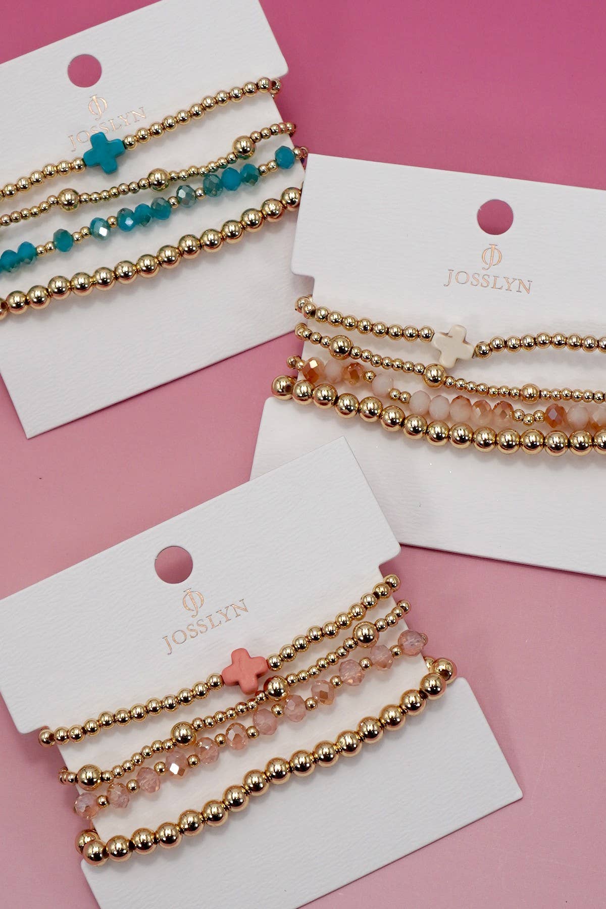 BOHO CROSS MULTI COLORFUL BEADED STRETCH BRACELET (2 Colors)