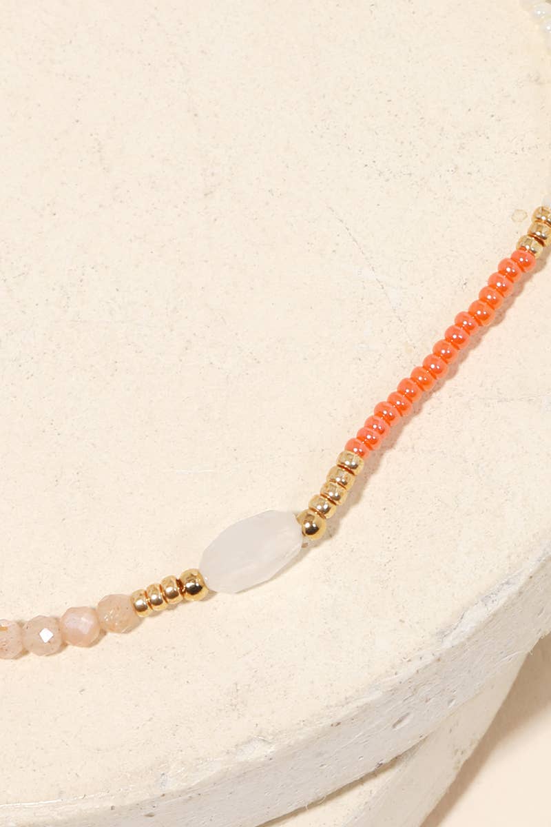 Dainty Bead Oval Charm Bracelet (2 Colors)