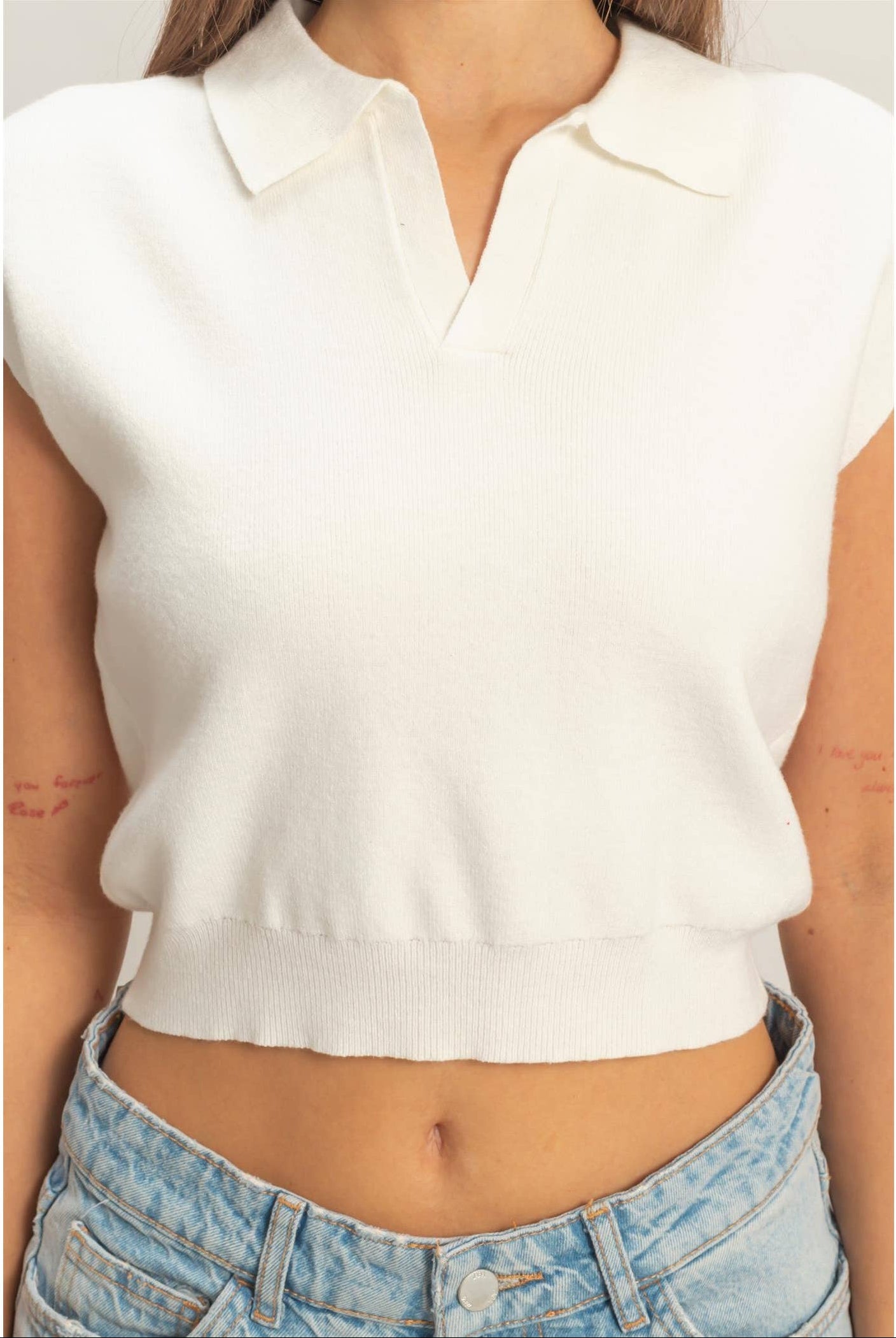 Sleeveless Collared Knit Top (S-L)