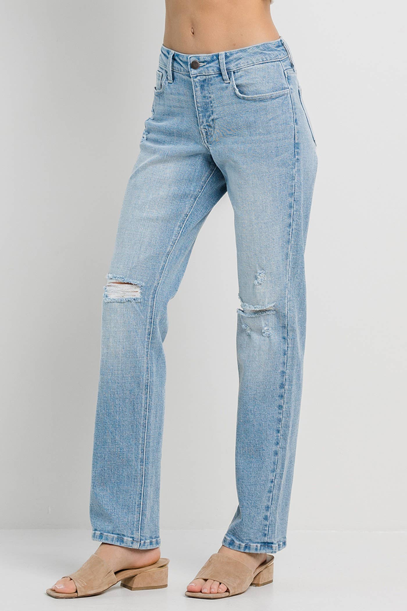 Jelly “Mom” Jeans - Straight with Knee Rips (1-13)