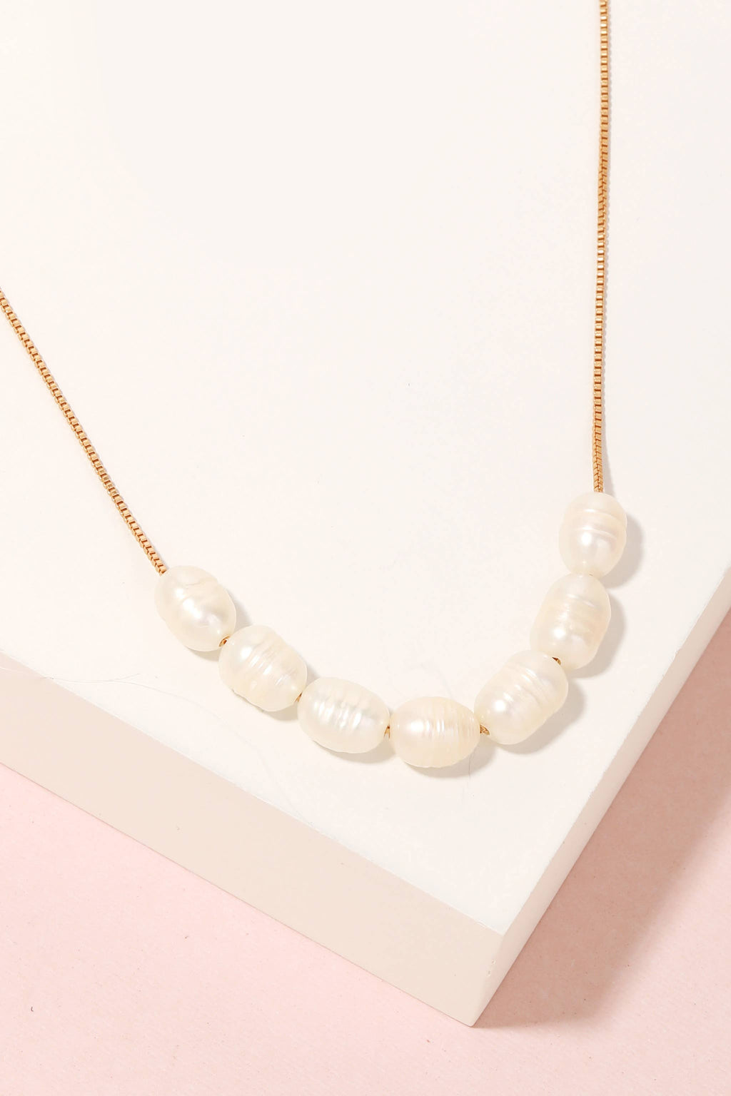 Pearly Bead Charms Dainty Chain Necklace