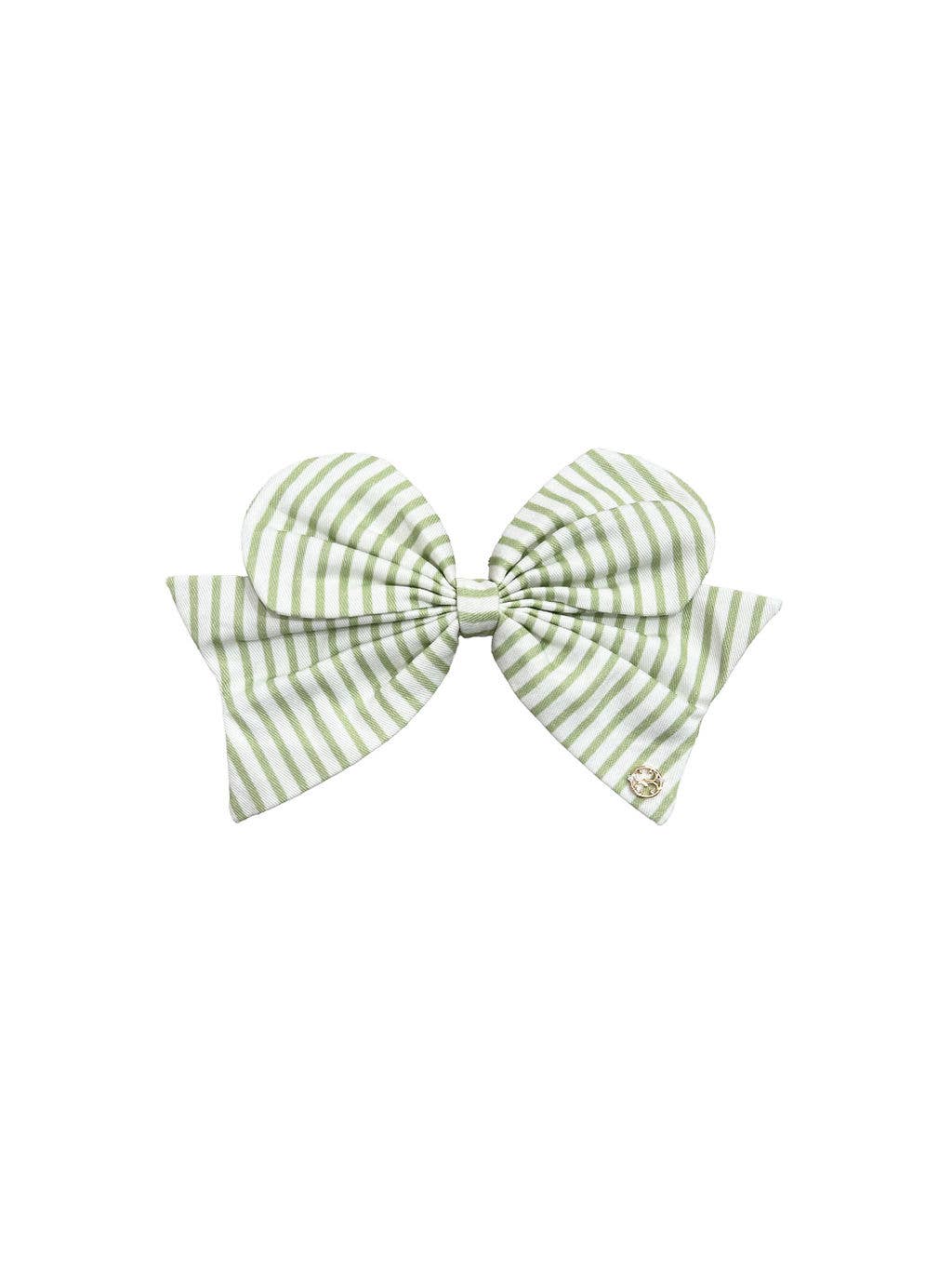 Mary Square - Fabric Bow | Green Stripe