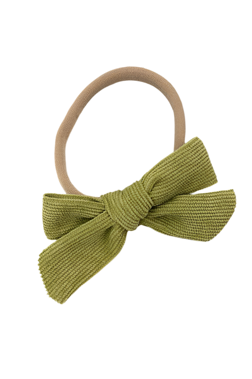 CORDUROY BOW HAIR TIES | (FUCHSIA or GREEN)