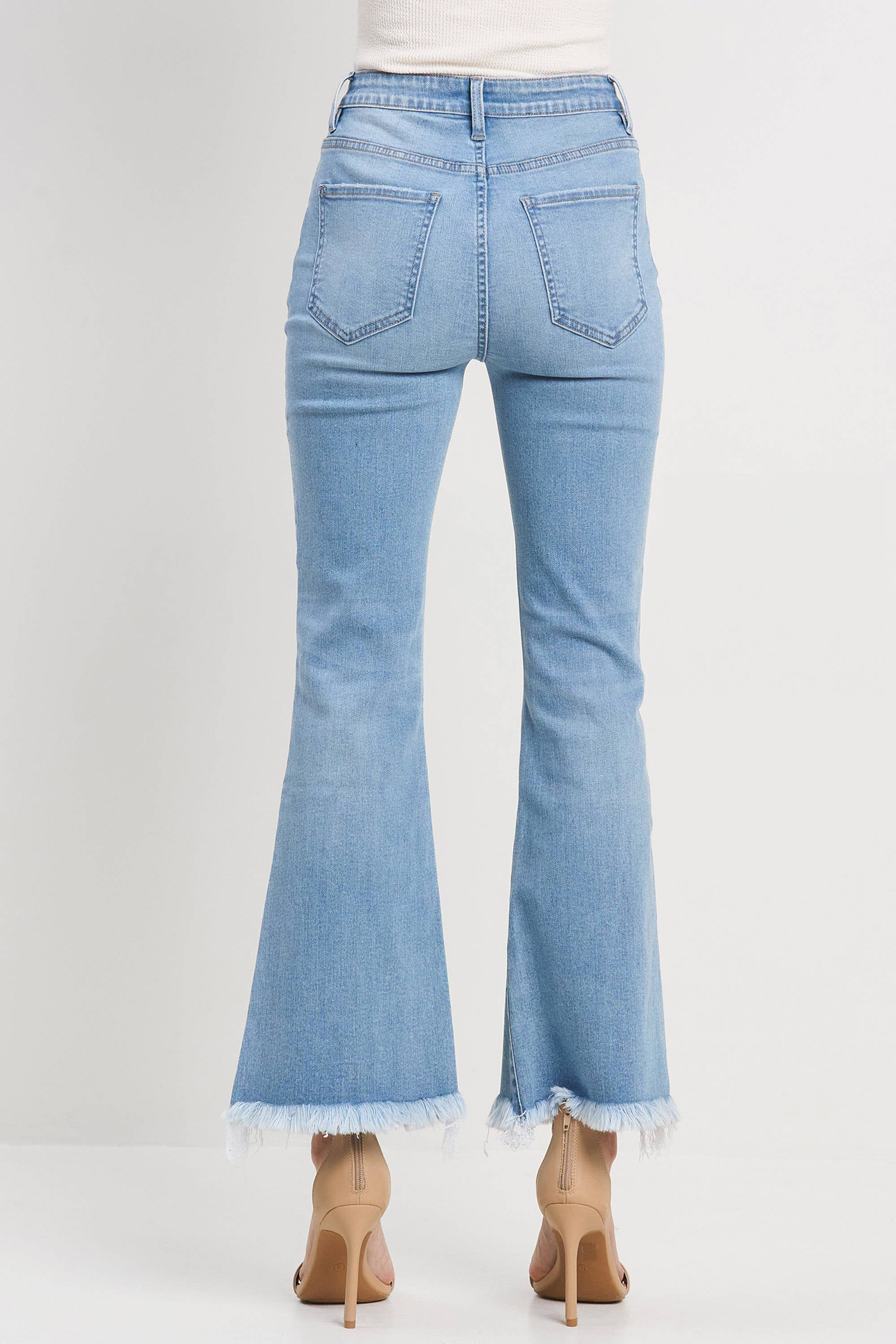 Jelly Jeans - Flare Light Wash with Knee Slit and Frayed Hem (Sizes 25-31)