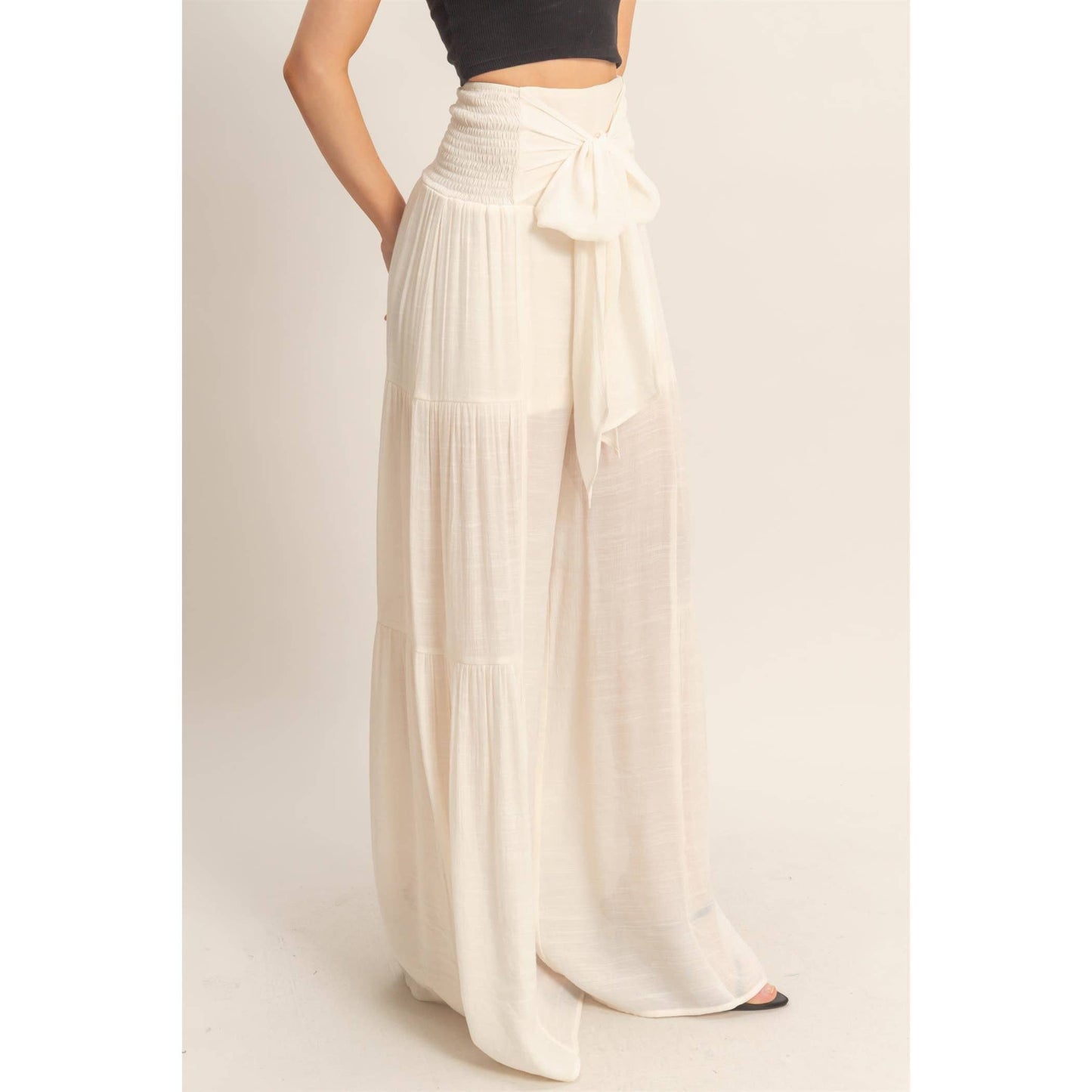 Smocked Waist Palazzo Pants (S-L)