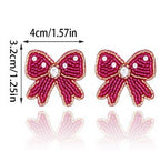 SEED BEAD BOW RIBBON BEADED EARRINGS (2 Colors)