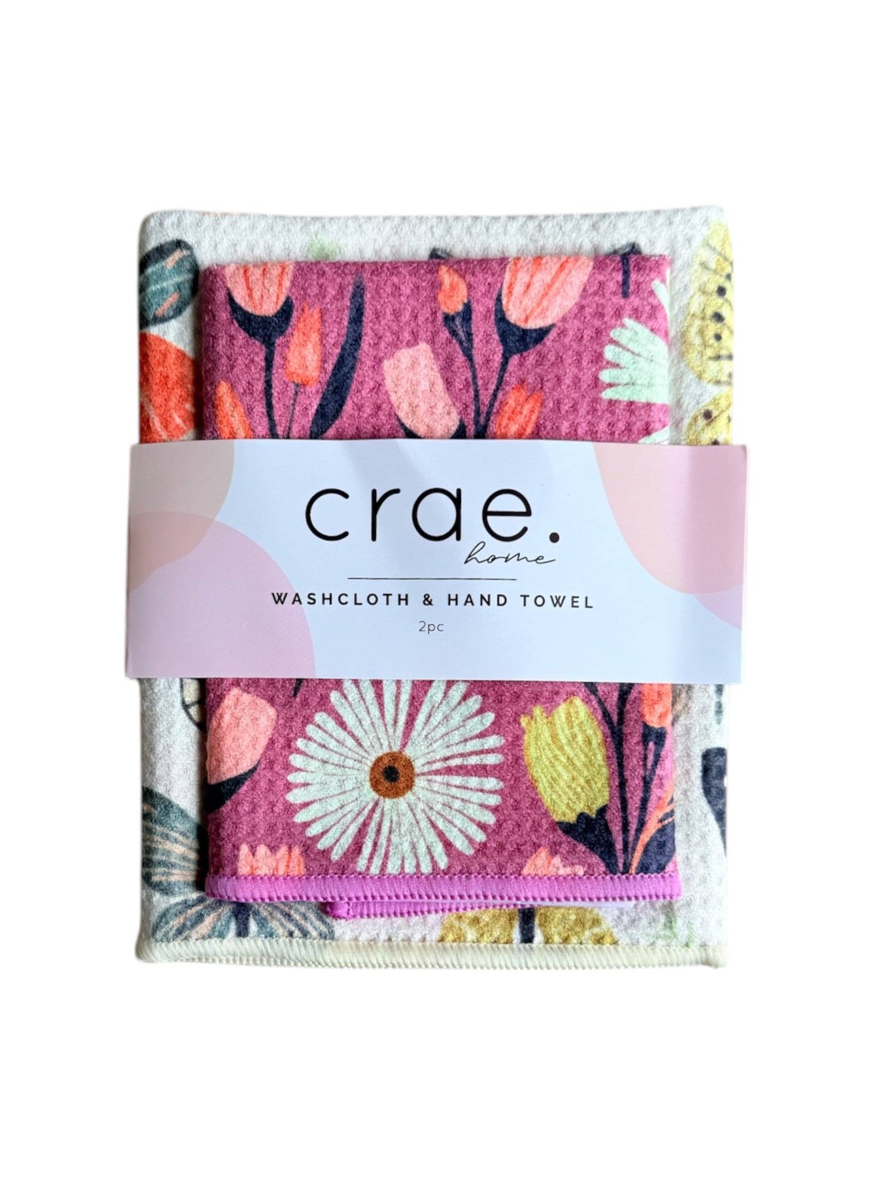 Crae.Home - Wings/Flower Farm: Double Sided-Dish Towel/Dish Cloth Set