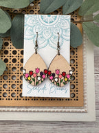 Tulip hand painted light weight wood earrings 