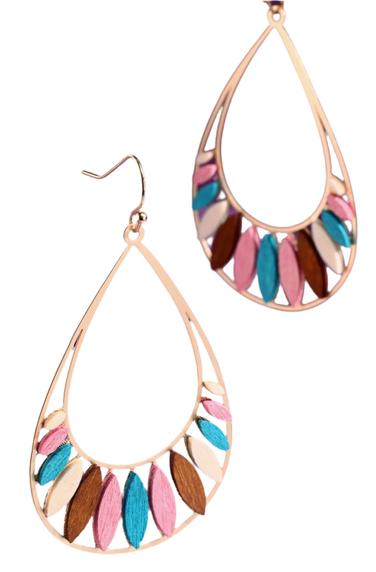 Painted Wood Teardrop Earrings (2 Colors)