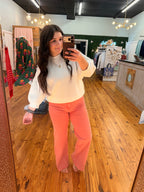 Acid Washed Straight Wide Pants w/ Frayed Hem (S-XL)