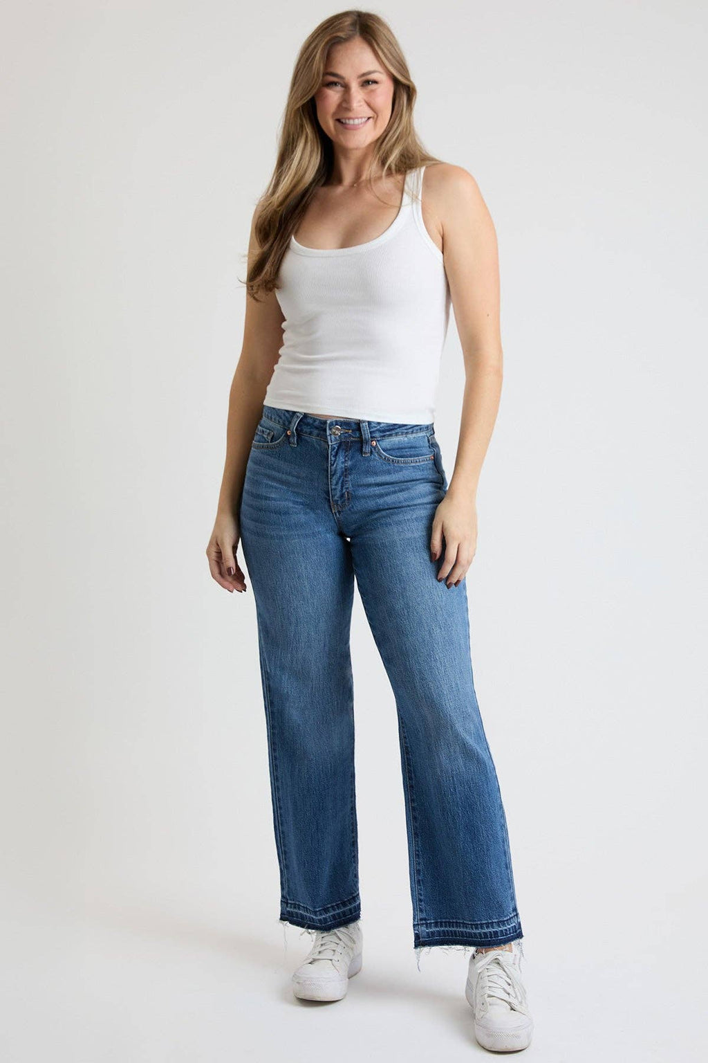 High Rise Wide Leg Jeans with Raw Hem (Women’s sizes 4-14)