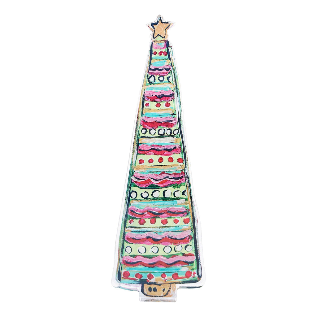 Glory Haus - Red Wavy Stripe Christmas Tree Acrylic Stand - Holiday Decor