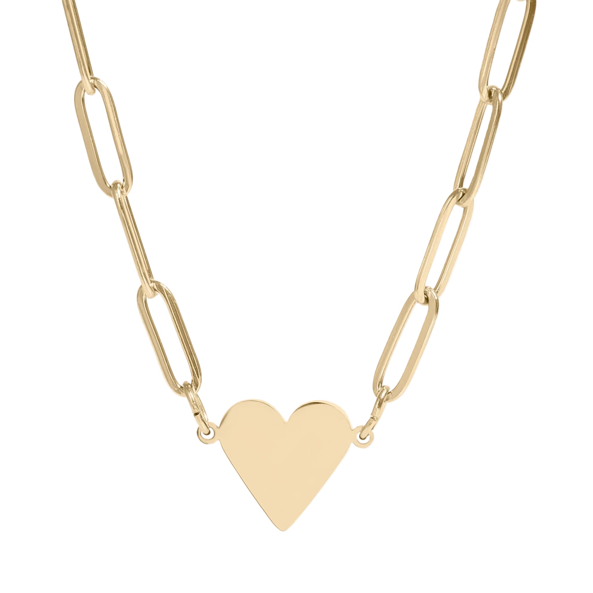 Stainless Steel Gold Heart Paperclip Necklace for Engraving