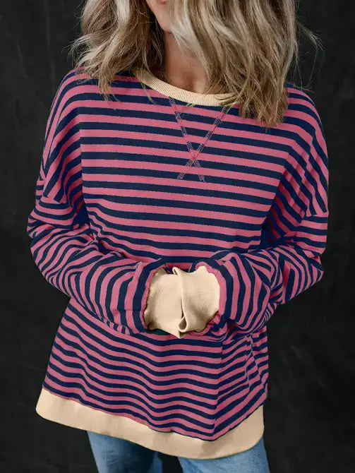 The Mandy Oversized Striped Pullover (S-2X)