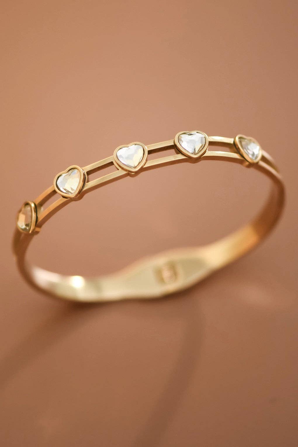 18K Gold Plated Waterproof Stainless Steel Bangle w/hearts