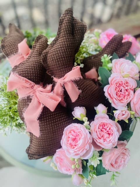SALE!!!! Handmade Vintage Linen “Chocolate” Bunnies – Easter Rabbit