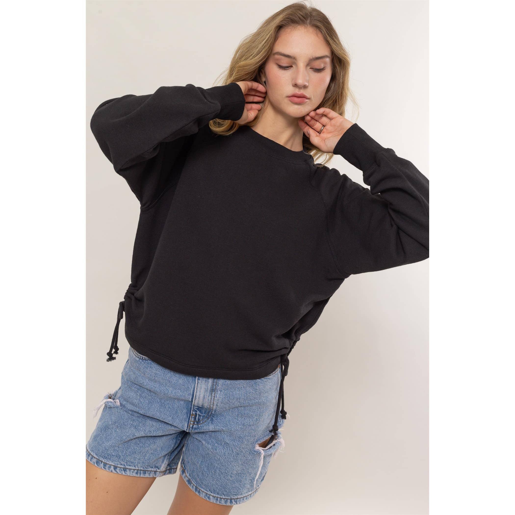 Drawstring Hem Sweatshirt (S-L)