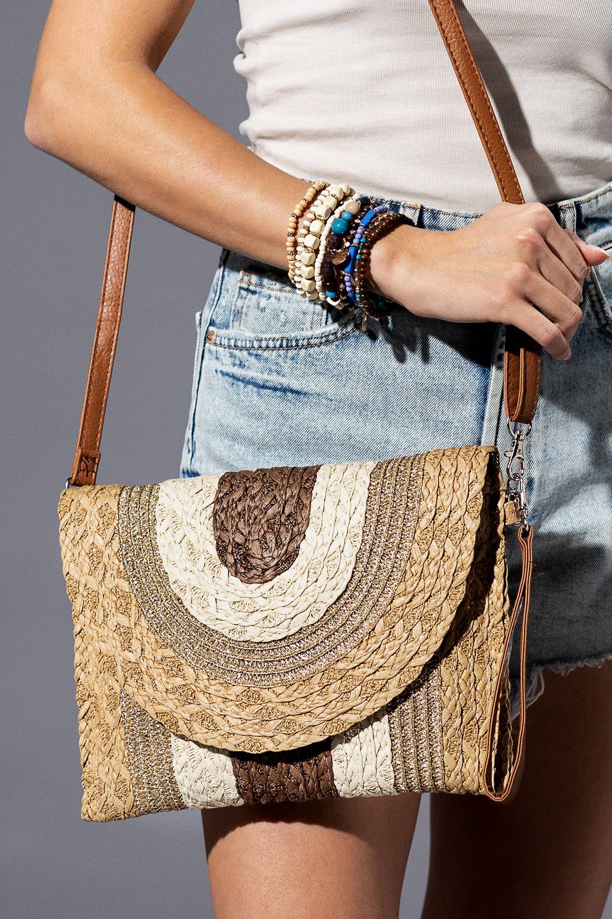 SALE! Metallic Lined Straw Clutch & Crossbody Bag (2 Colors)