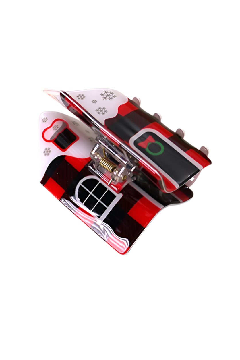 CHRISTMAS GINGER BREAD HOUSE HAIR CLAW CLIPS : Red