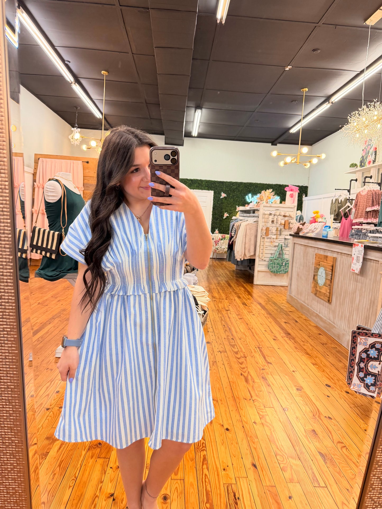 The Ava Lee Dress (Pink or Blue Stripes) S-L