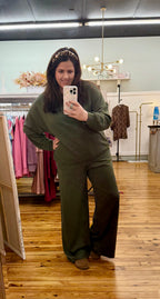 The Tracy Set (Plus)SCUBA CREWNECK PULLOVER & PANTS SET (1X-3X)(3 Colors)