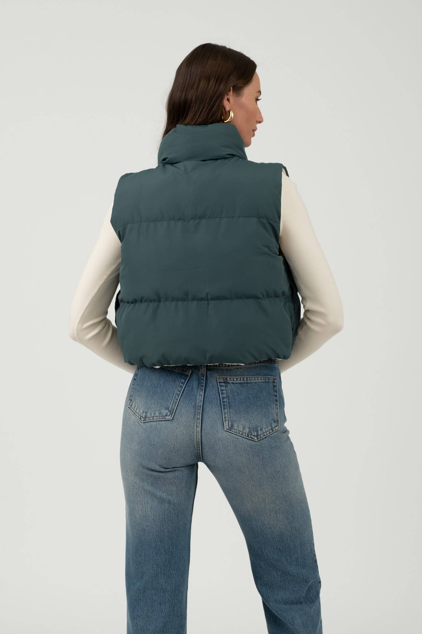 REVERSIBLE ZIP UP PUFFER VEST (S-L)