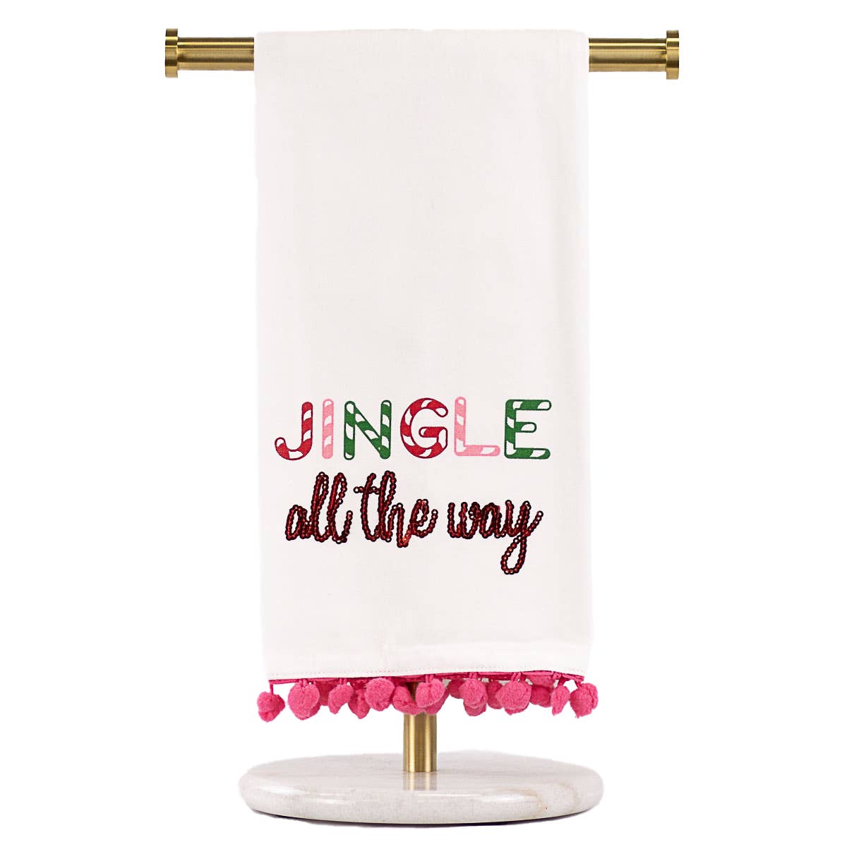 SALE! Jingle All The Way Pom Pom Hand Towel