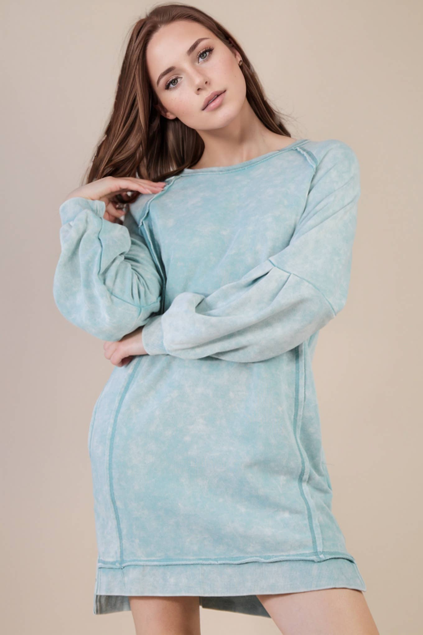 The Lindie Mineral Washed Casual Mini Dress (S-L)(2 Colors)