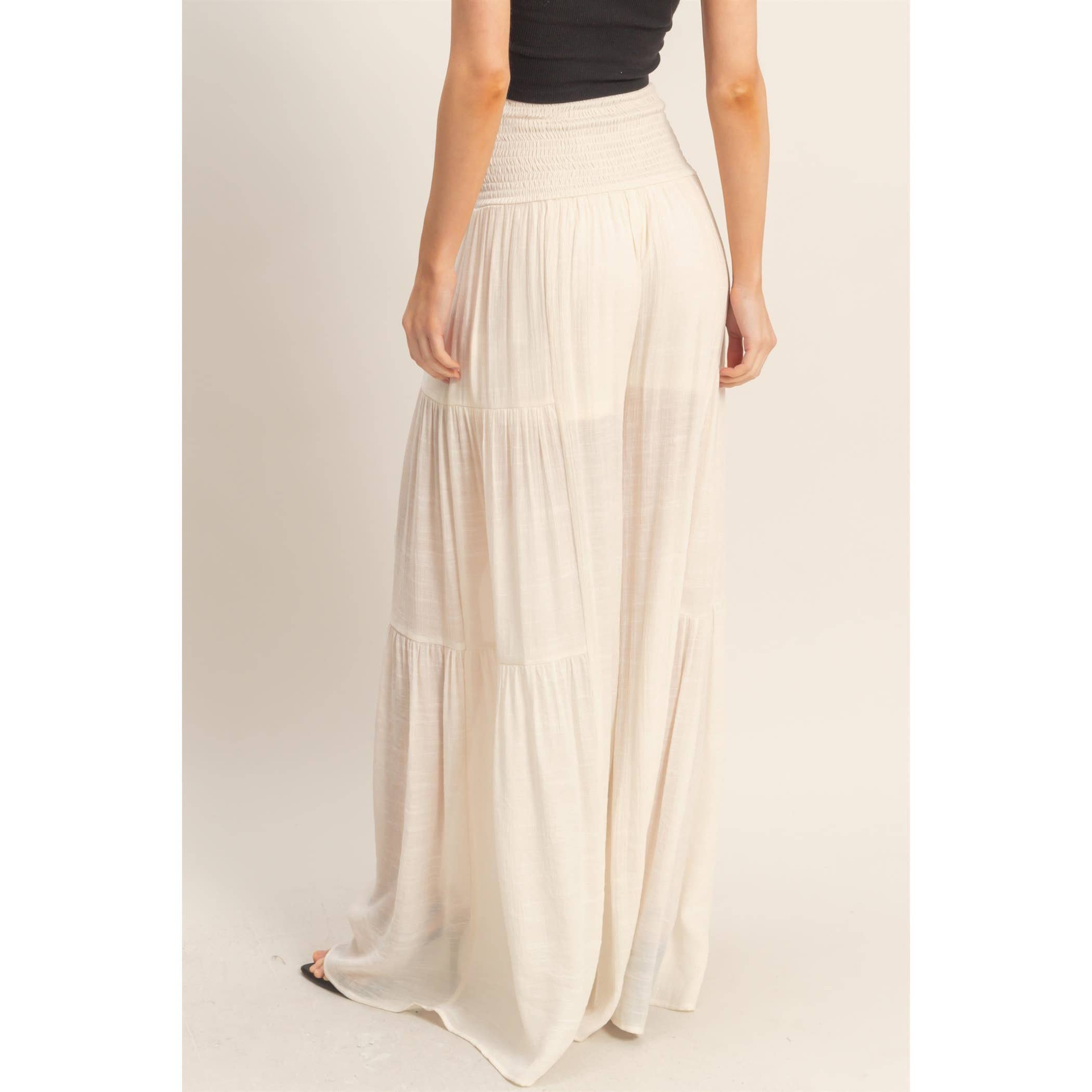 Smocked Waist Palazzo Pants (S-L)