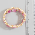 Mixed Glass And Metallic Beaded Bracelet Set