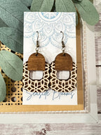 Boho maple wood hand painted earrings