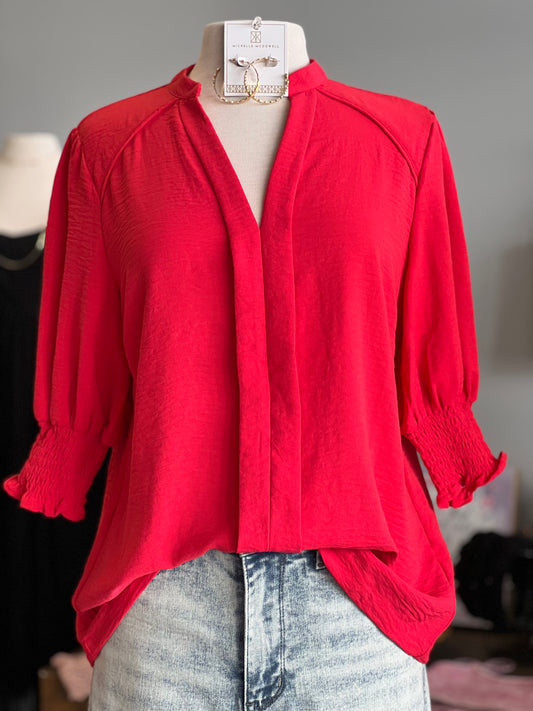 Classy in Red Blouse (S-L)