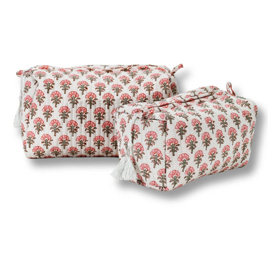 Cotton Block Print Pouch Set