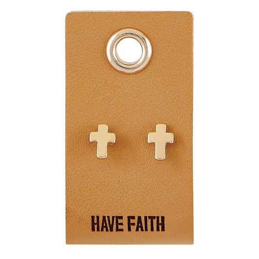 Faithworks- Leather Tag Earrings - Cross