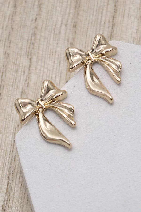 BOW STUD EARRINGS (Gold)