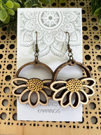 Daisy hand painted lightweight maple wood earrings