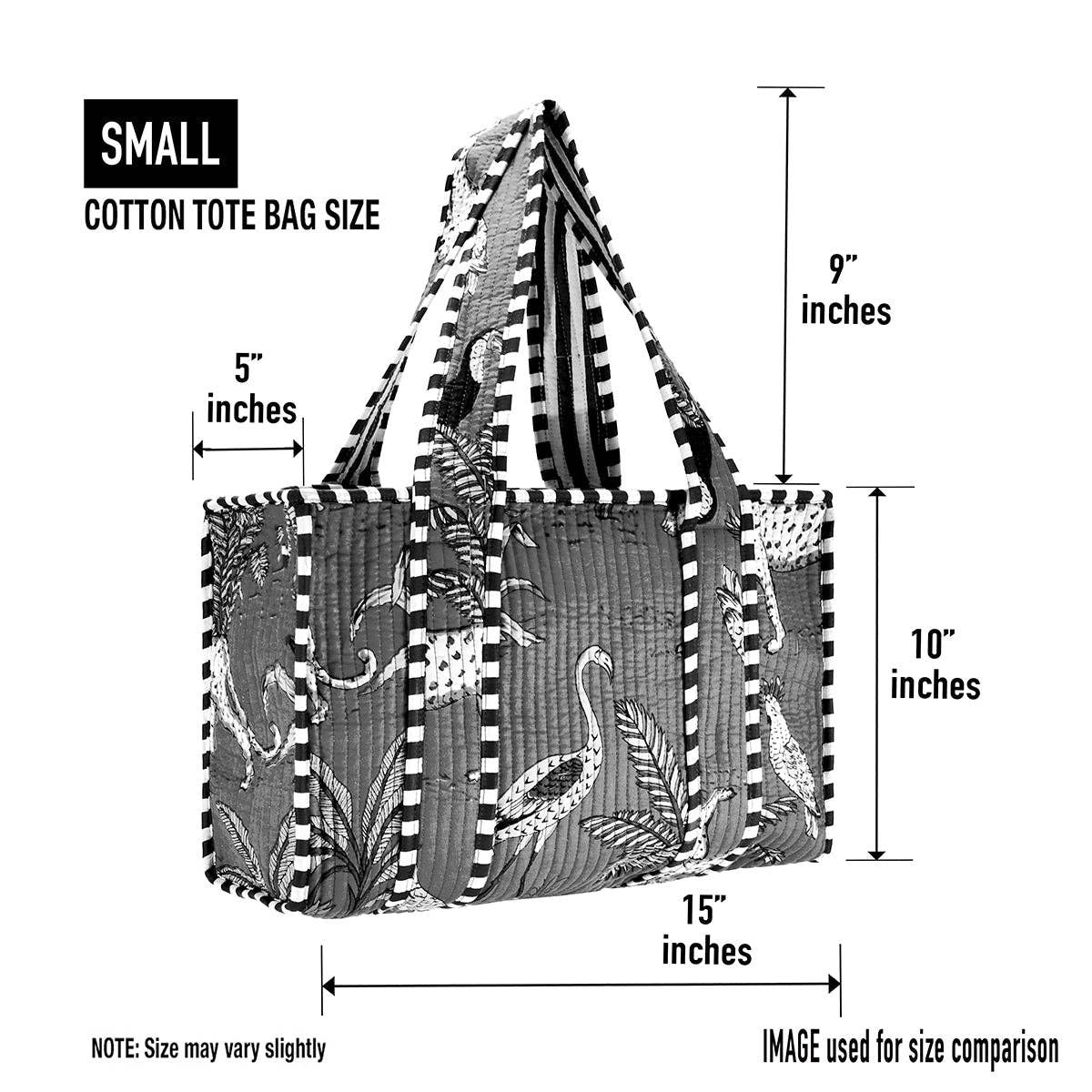 The Deena Cotton Block Print Tote Bag- Small