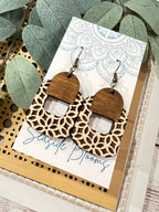 Boho maple wood hand painted earrings