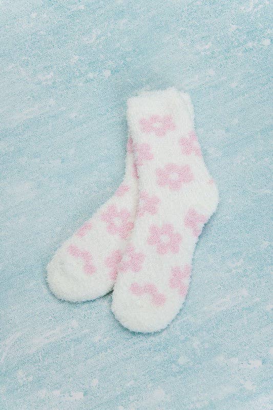 WARM CORAL FLEECE PLUSH DAISY FUZZY SOCKS