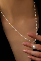 18K Gold Plated Waterproof Stainless Steel Chain Necklace w/ pearls