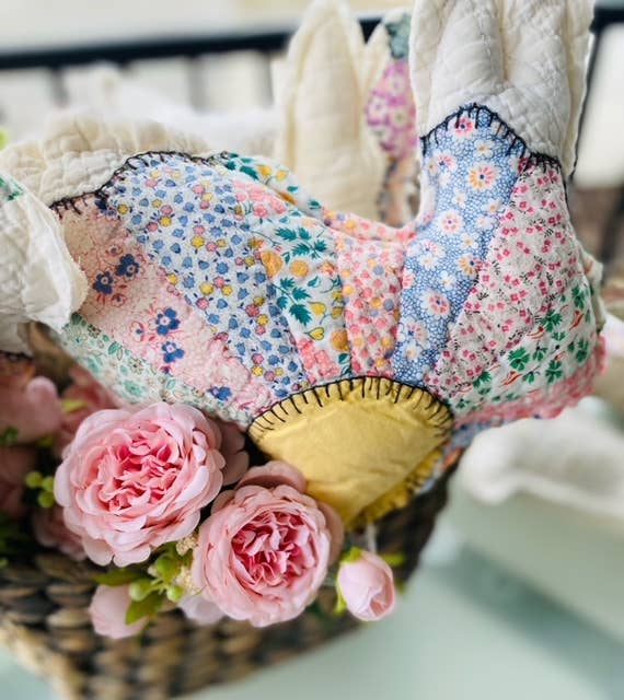 SALE!!! Vintage Fabric Easter Bunny made from upcycled quilts